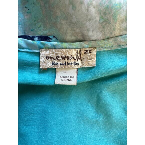 Alfred Dunner Size 12 Pull On Blue Capris And One World 2X Layered Chiffon Top - Picture 3 of 7